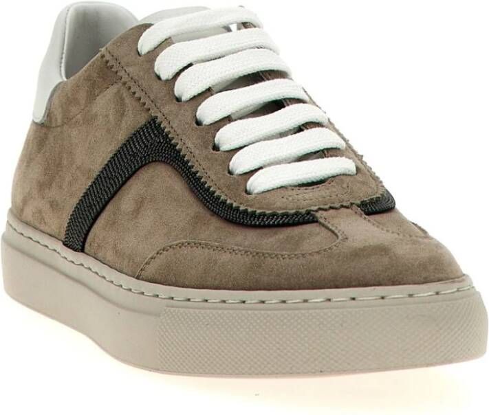 Brunello Cucinelli Witte Sneakers met Monili Decoratie