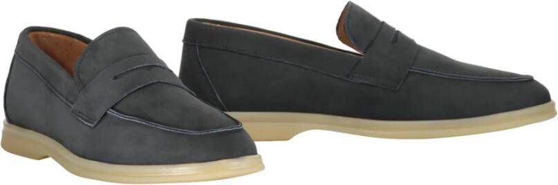 Bruno Magli Klassieke Leren Loafers Ronde Neus Blue Heren