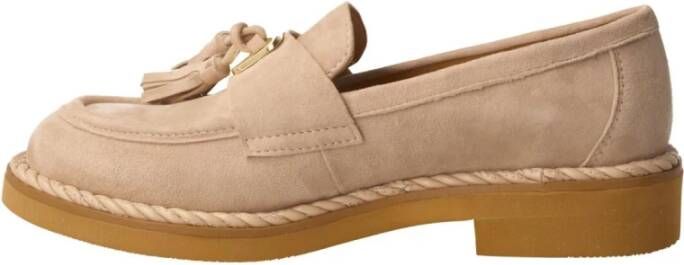 Bruno Premi Beige Suède Damesloafers met Kwastjes