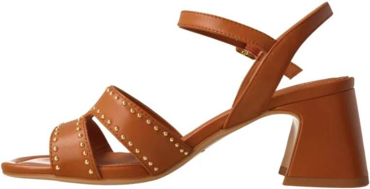 Bruno Premi Bruine leren sandalen met gouden studs