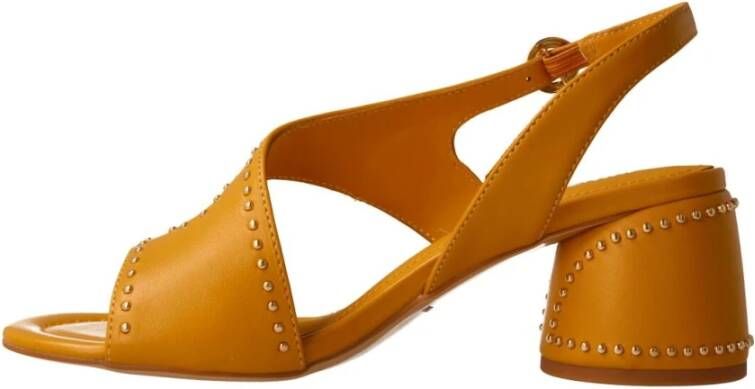 Bruno Premi Gele leren sandalen met gouden studs