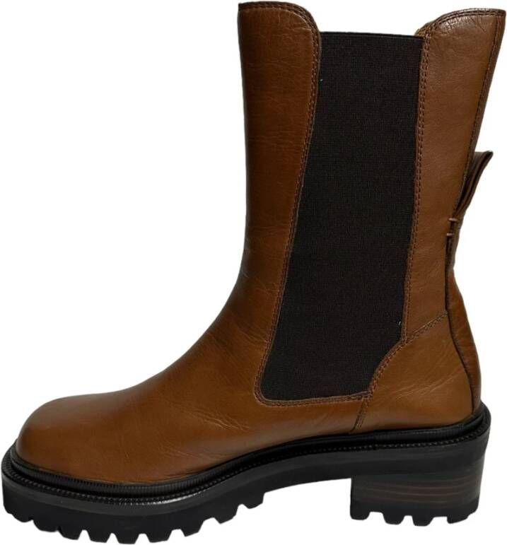 Bruno Premi Leren enkellaarzen rubberen zool Brown Dames