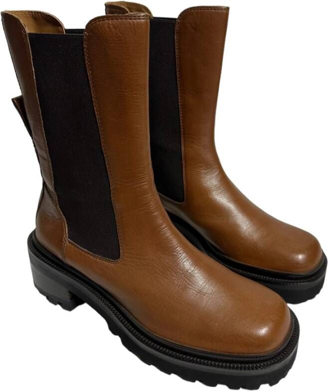 Bruno Premi Leren enkellaarzen rubberen zool Brown Dames