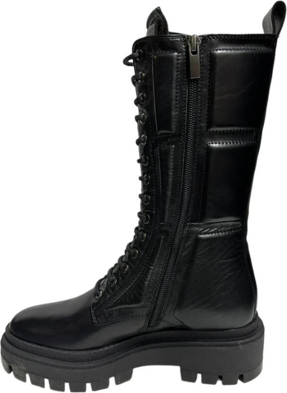 Bruno Premi Zwarte leren enkellaarzen rubberen zool Black Dames