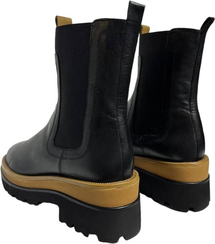 Bruno Premi Zwarte leren enkellaarzen rubberen zool Black Dames