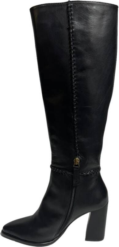 Bruno Premi Zwarte leren hoge schacht rubberen zool laarzen Black Dames