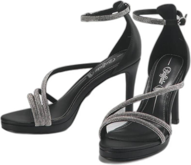 Buffalo Dames sandalen met suède hak Serena Shine Zwart Dames