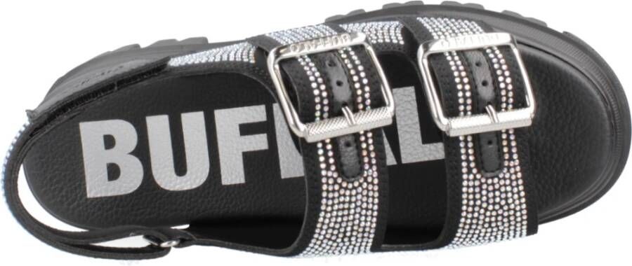 Buffalo Stijlvolle Grijze Platte Sandalen Black Dames
