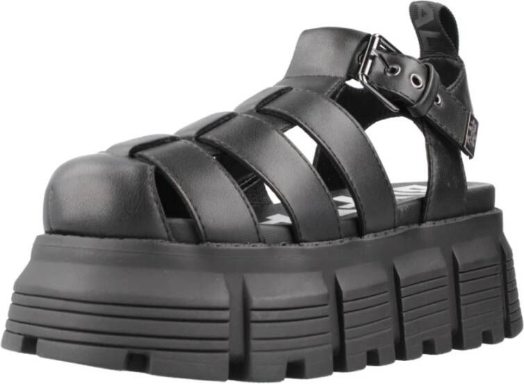 Buffalo Stijlvolle platte sandalen voor vrouwen Black Dames