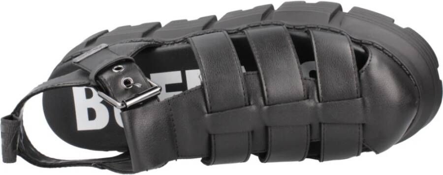 Buffalo Stijlvolle platte sandalen voor vrouwen Black Dames