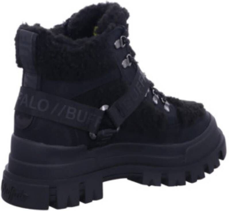 Buffalo Zwarte Nepbont Veterschoenen