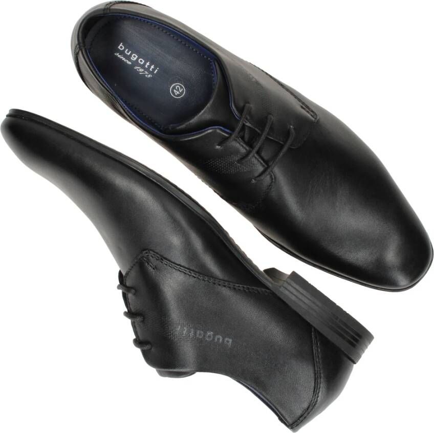 Bugatti Zwarte Leren Veterschoen Black Heren