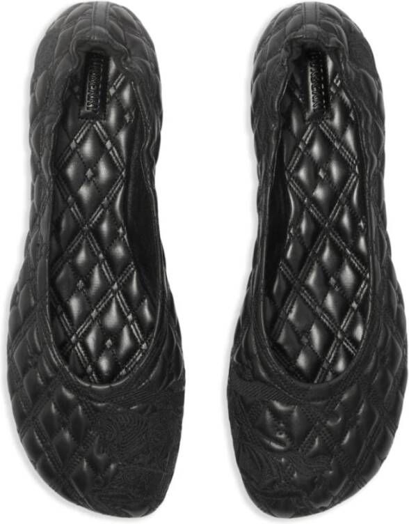 Burberry Gewatteerde Equestrian Knight Platte Schoenen Black Dames