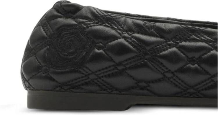 Burberry Gewatteerde Equestrian Knight Platte Schoenen Black Dames