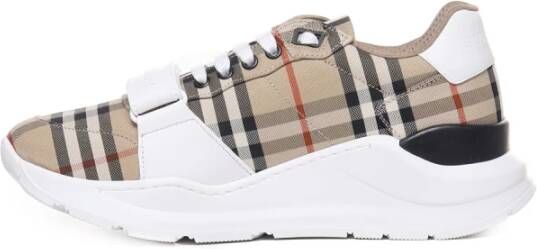 Burberry Beige Sneakers met Vintage Check Patroon Beige Heren