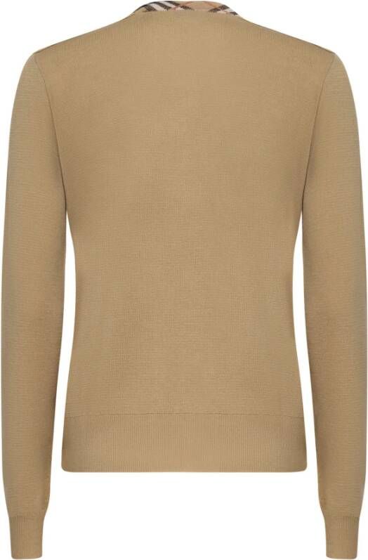 Burberry Beige Wollen Trui Ribbelboord