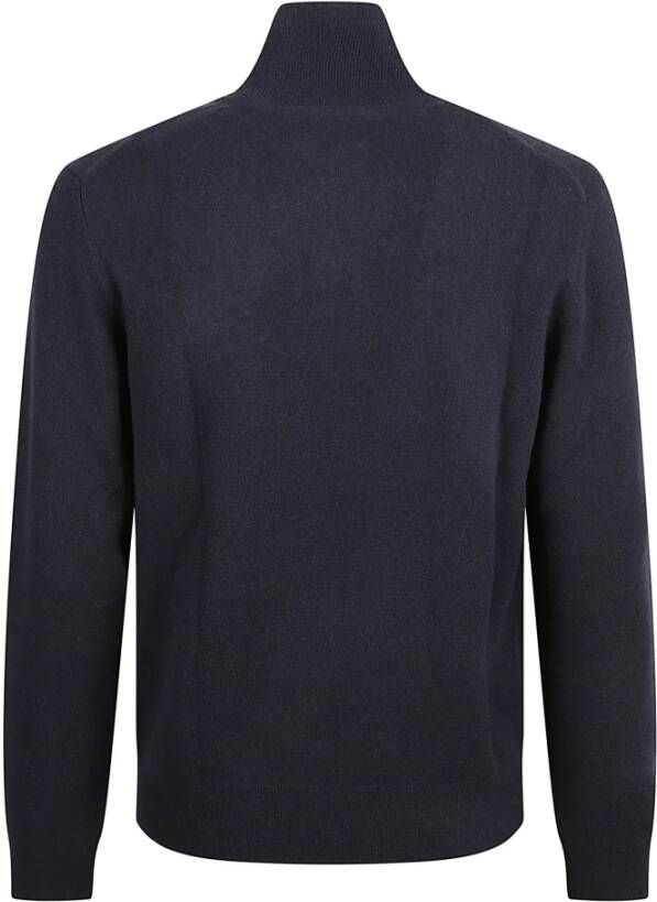 Burberry Blauwe Zip Sweater Geribbelde Boorden