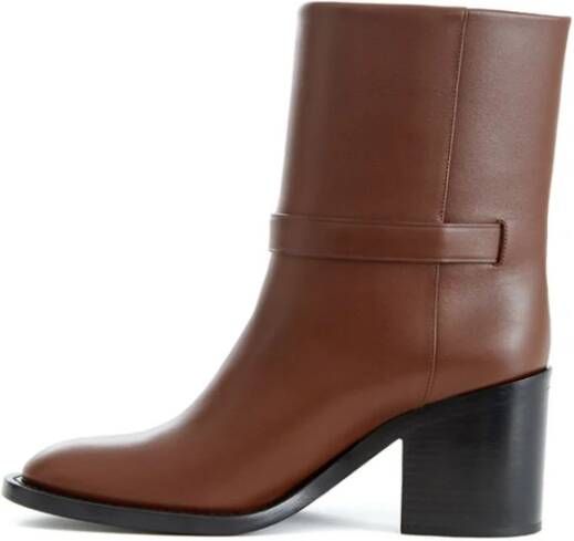 Burberry Bruin Leren Enkellaarzen 100% Authentiek Bruin Dames