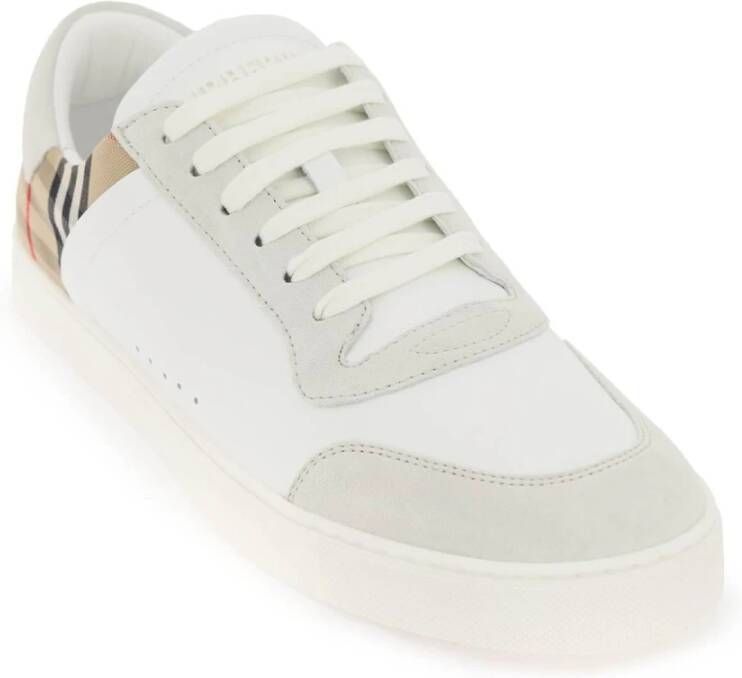 Burberry Check Leren Sneakers White Heren