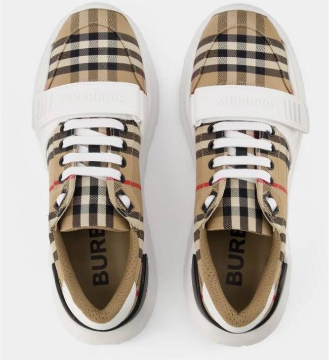 Burberry Chique Check Sneakers Beige Katoen Brown Dames