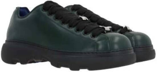 Burberry Donkergroene lage leren sneakers Green Heren