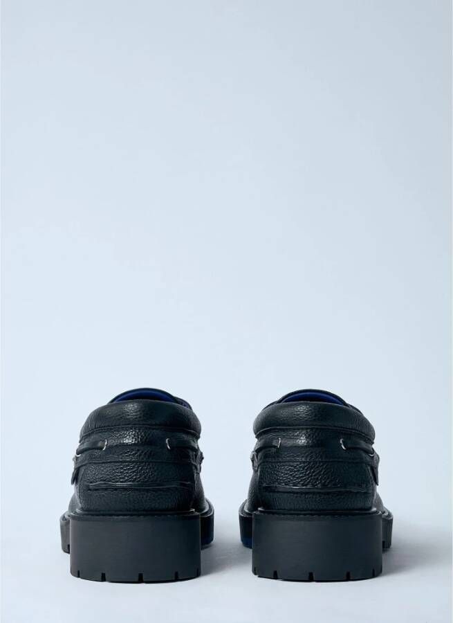 Burberry Equestrian Knight Leren Bootschoenen Black Heren