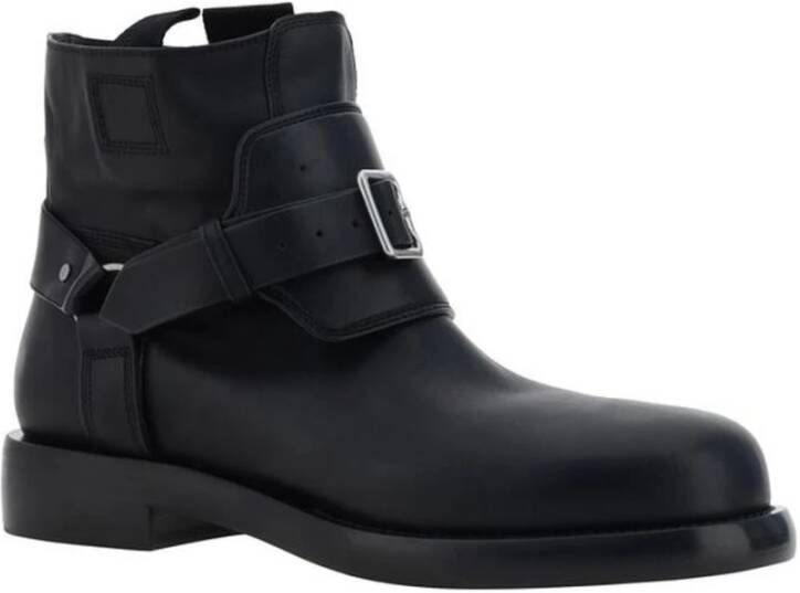 Burberry Equestrian Leren Enkellaarzen met B-Gesp Black Heren