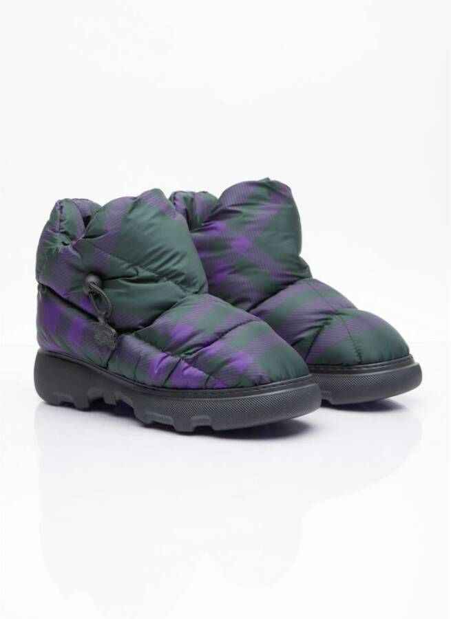 Burberry Geruite Kussenlaarzen met Trackzool Purple Dames