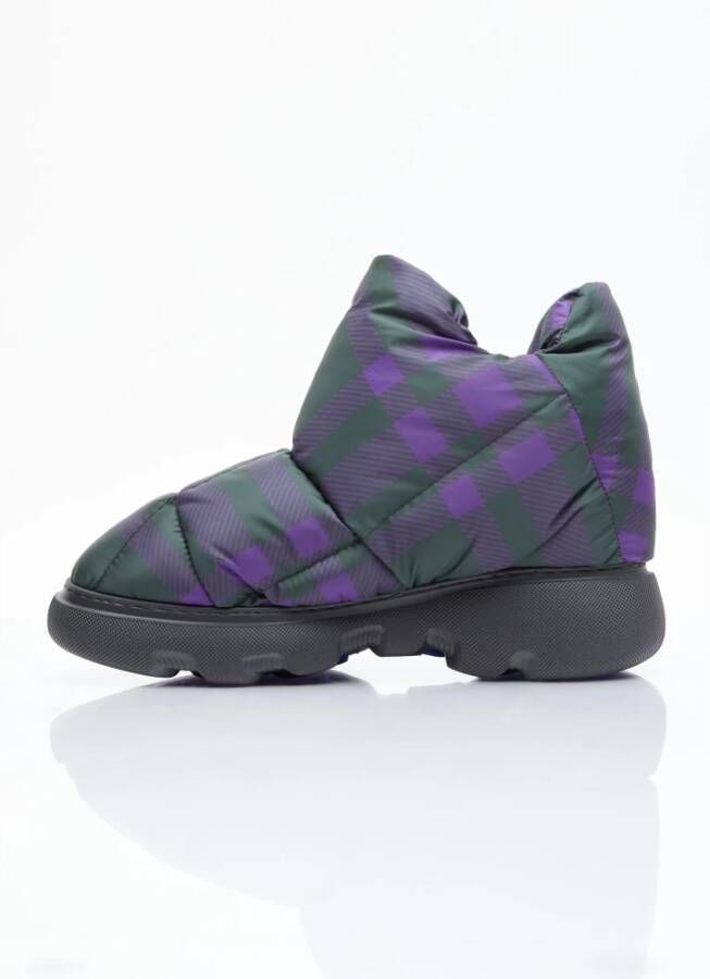 Burberry Geruite Kussenlaarzen met Trackzool Purple Dames