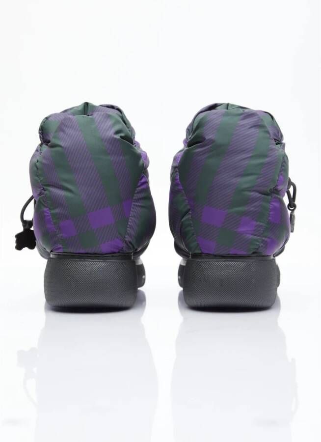 Burberry Geruite Kussenlaarzen met Trackzool Purple Dames