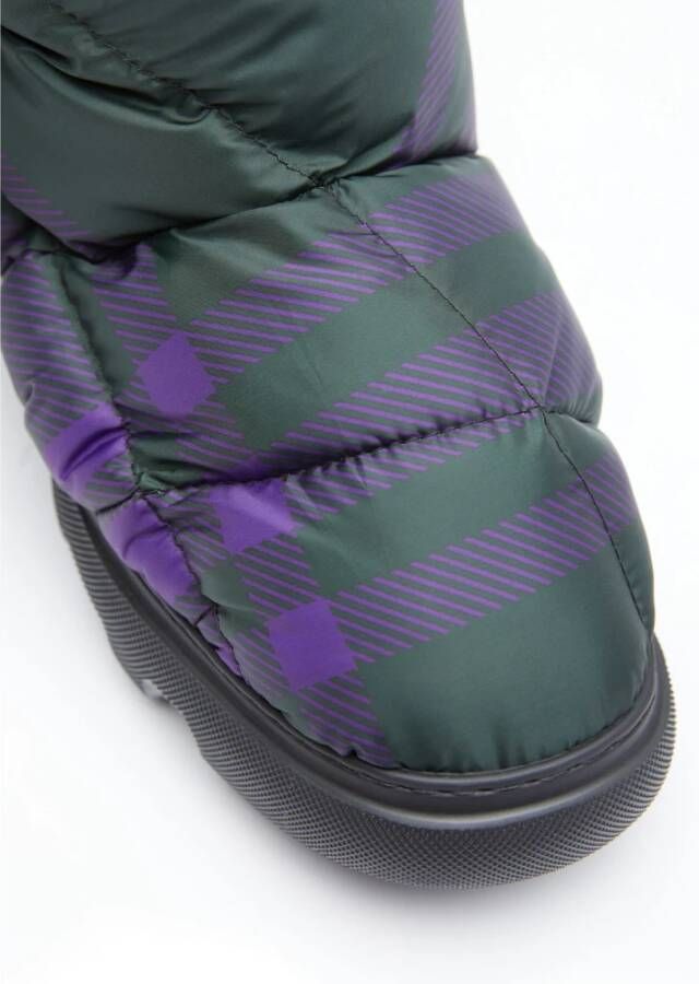 Burberry Geruite Kussenlaarzen met Trackzool Purple Dames