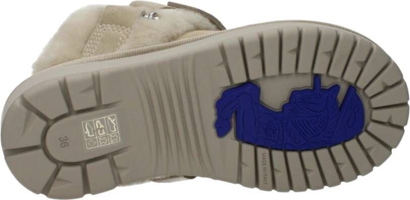 Burberry Groene leren slof met bontdetail