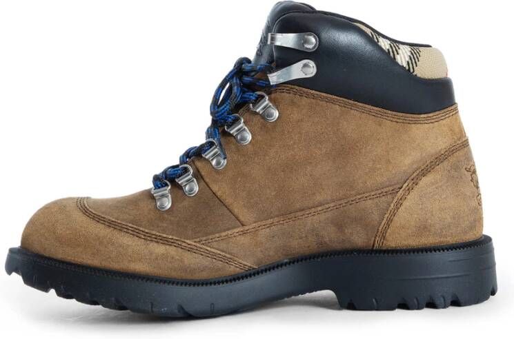 Burberry Hoge suède leren sneakers met ruitkraag