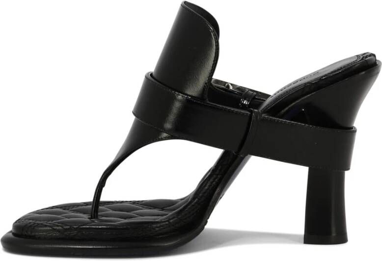 Burberry Leren Bay Sandalen Black Dames