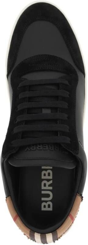 Burberry Leren Sneakers met Vintage Check Patroon Black Heren