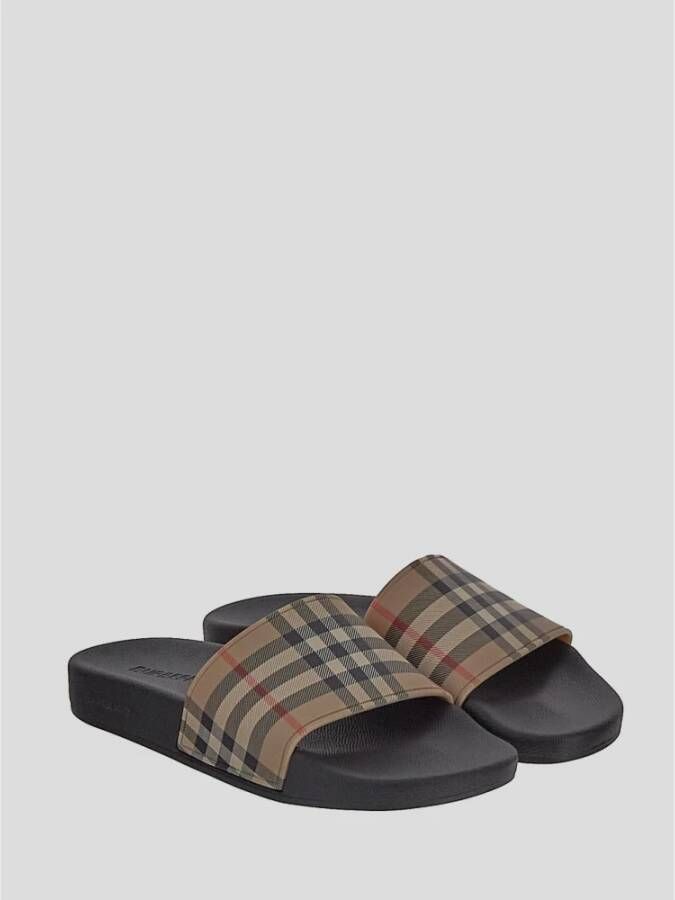 Burberry Polyurethaan Slides Sandalen Beige Heren