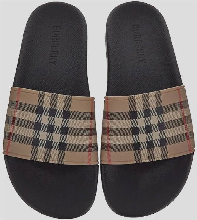 Burberry Polyurethaan Slides Sandalen Beige Heren