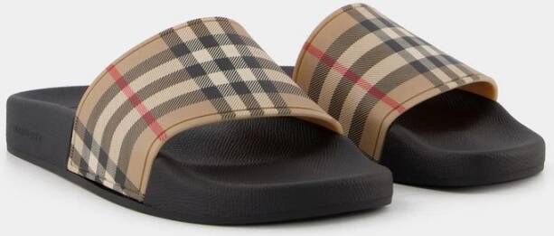 Burberry Tijdloze Check Slides voor modebewuste vrouwen Beige Dames