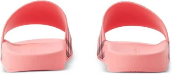 Burberry Roze Slider Sandalen met Verhoogde Belettering Roze Dames