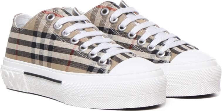 Burberry Beige Lage Sneakers met Herhaald Merkpatroon Beige Dames - Foto 4