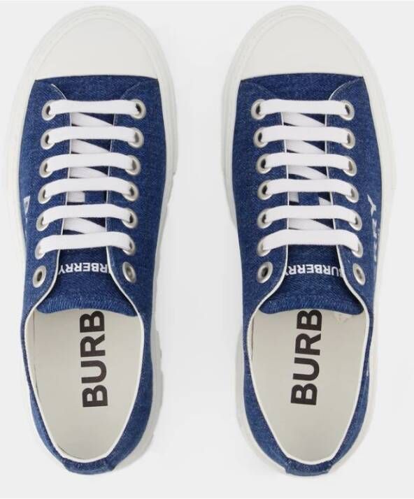 Burberry Blauwe Denim Canvas Sneakers Blauw Dames