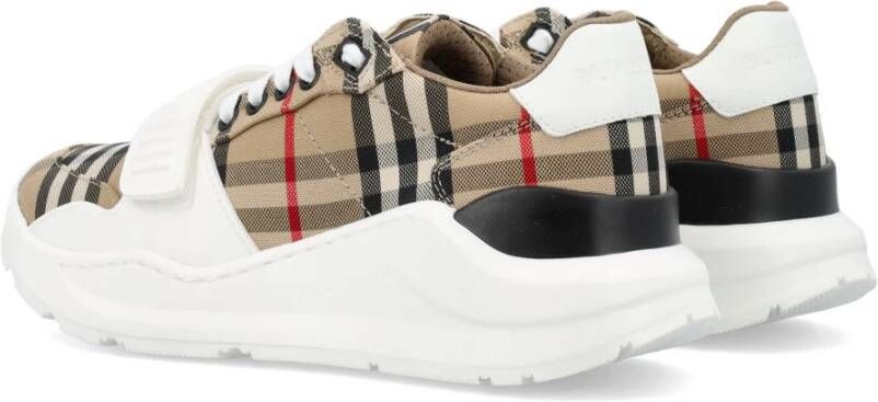 Burberry men regis sneaker in vintage check suede and leather mix Beige Heren - Foto 10