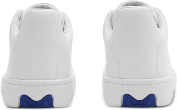Burberry Witte Leren Sneakers Ronde Neus Vetersluiting White Dames