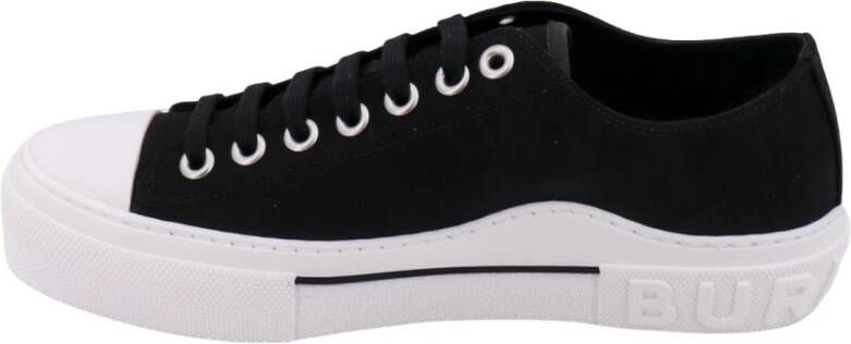 Burberry Zwarte Canvas Sneakers met Check Logo Zwart Heren