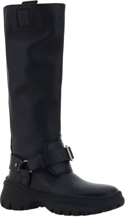 Burberry Stomp Leren Laarzen met B-Gespen Black Dames