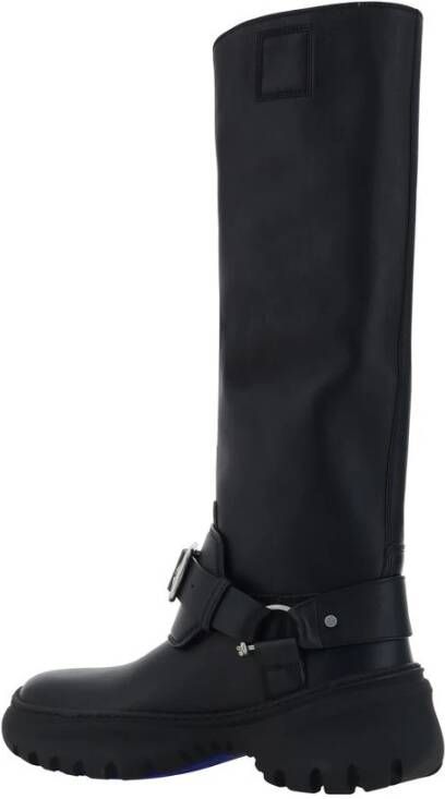 Burberry Stomp Leren Laarzen met B-Gespen Black Dames