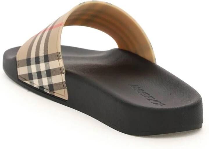 Burberry Tartan Print Slides Beige Dames