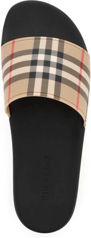 Burberry Tartan Print Slides Beige Dames