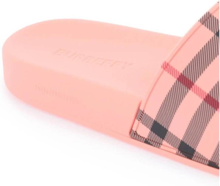 Burberry Tartan Rubber Slides Pink Dames