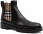 Burberry Zwarte Leren Check Chelsea Laarzen Black Dames - Thumbnail 3